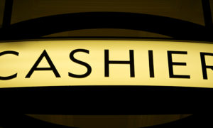 casino cashier sign