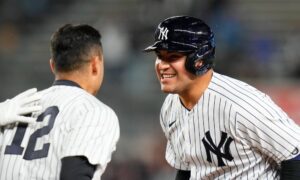 yankees jose trevino celebrates walk-off against guardians
