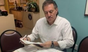senator joe addabbo in his office for a story on a timeline for updated new york online casino bill