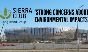 Nassau Coliseum with logo for Sierra Club Long Island Group for a story on the need for an environmental review of Las Vegas Sands NY casino site