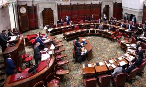 View of New York Senate for a story on a Senate gaming committee advancing five bills but not discussing passage of NY online casino bill