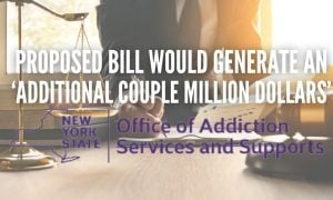 Lawmaker signs legislation for a story on a bill to create more funding for problem gambling from New York sports betting