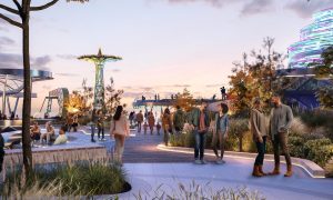 Rendering of rooftop open space at Coney Island Casino, one of several downstate New York casino projects vying for a license