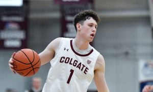 Colgate guard Brady Cummins for a story on the rules surrounding what you can and can't wager on in New York for the 2024 NCAA Tournament.