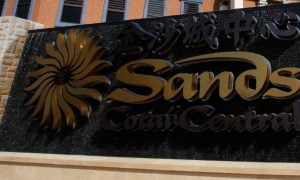 Sign for Las Vegas Sands casino in Macau for a story on the company expressing frustration about the long downstate New York licensing process taking place.