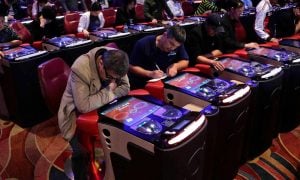 Image of gamblers playing at Resorts World NYC for a story on a study that offers evidence that online casinos would not cannibalize land-based gambling but actually help