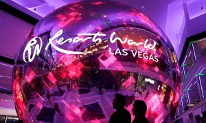 Image of a sign for Resorts World Las Vegas for a story on how the Scott Sibella sentencing might affect Resorts World and MGM in the downstate New York casino licensing process.