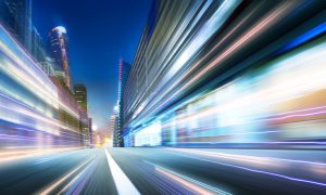 Image of blurred city for a story on New York lawmakers passing a bill to speed up the downstate casino licensing process.