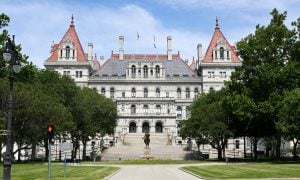 Image of New York Capitol for a story on the Senate passing a bill regarding sports betting ads.