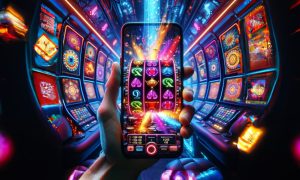 Image of a phone with an online casino app for a story on the NCLGS addressing cannibalization concerns when legalizing online casinos.