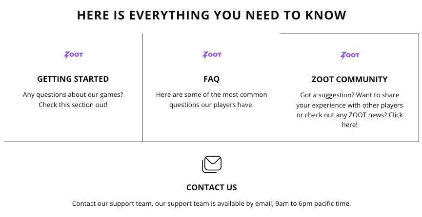 Zoot Casino Customer Support