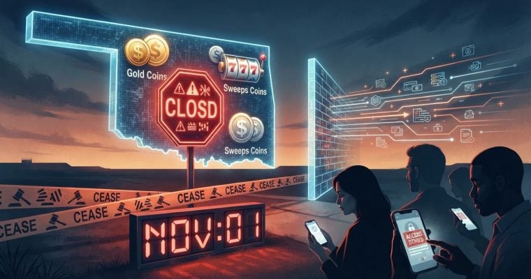 Oklahoma Sweepstakes Casino Ban Takes Effect Nov. 1 as Multi-State Crackdown Grows